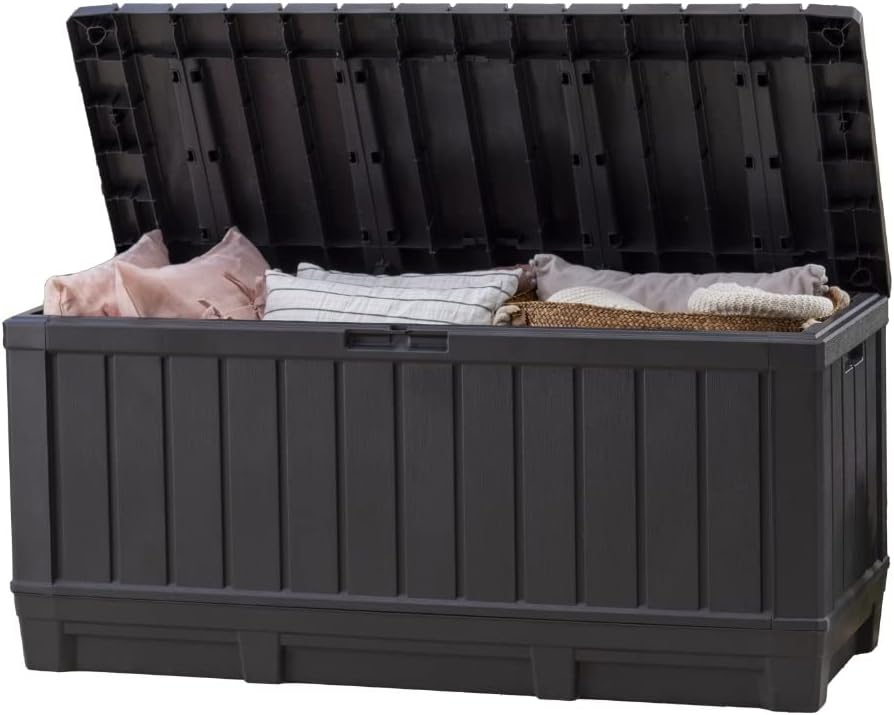 Keter Kentwood 92 Gallon Resin Deck Box for Outdoor Storage