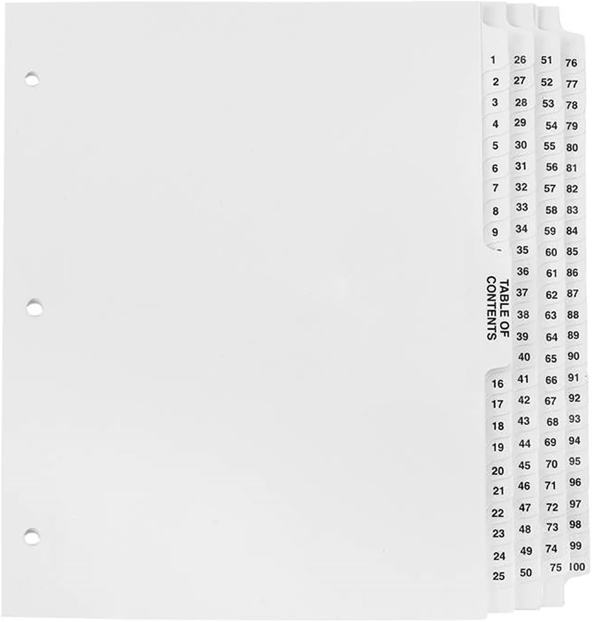 Exhibitindexes Numbered Dividers 1-100 for Easy Organization