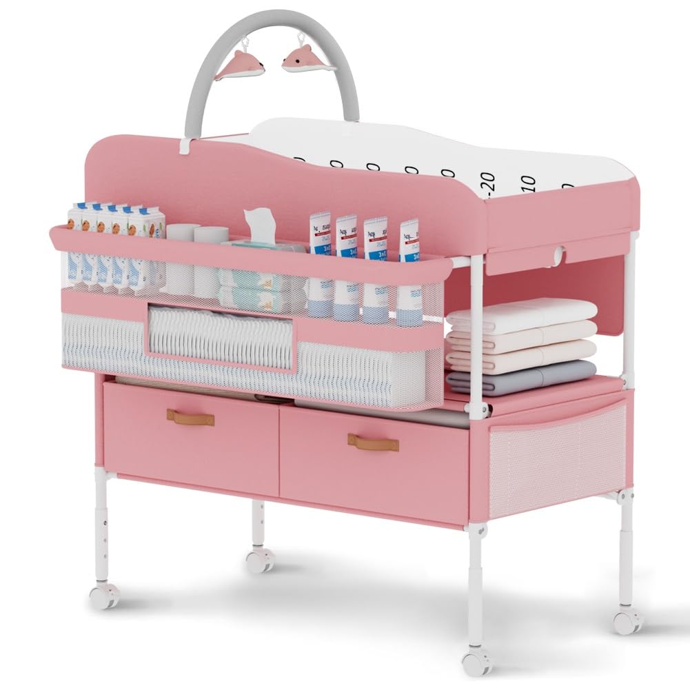 Portable Diaper Changing Station with Storage and Wheels