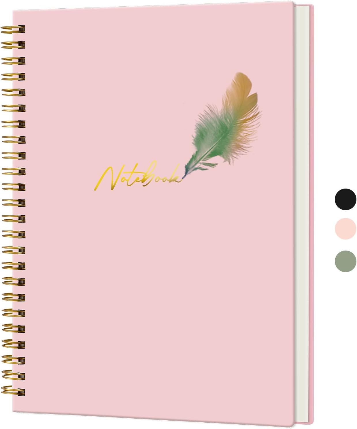 College-Ruled Hardcover Journal - A5 Spiral Notebook for Writing - 160 Pages - Pink