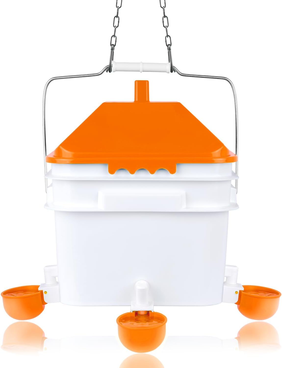 2 Gal Automatic Chicken Waterer w/ 4 Cups - Hangable & Multi-Use