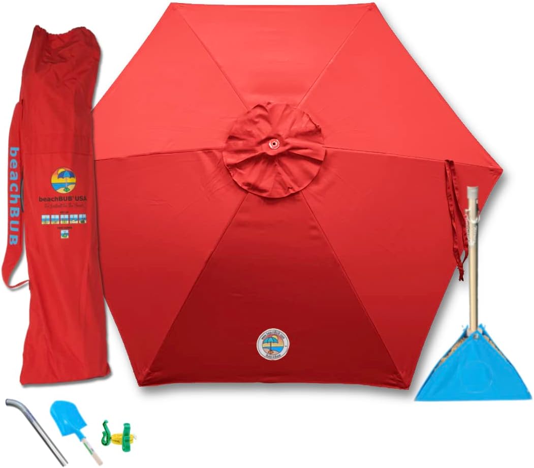 All-In-One Beach Umbrella System with ULTRA Base for Safety