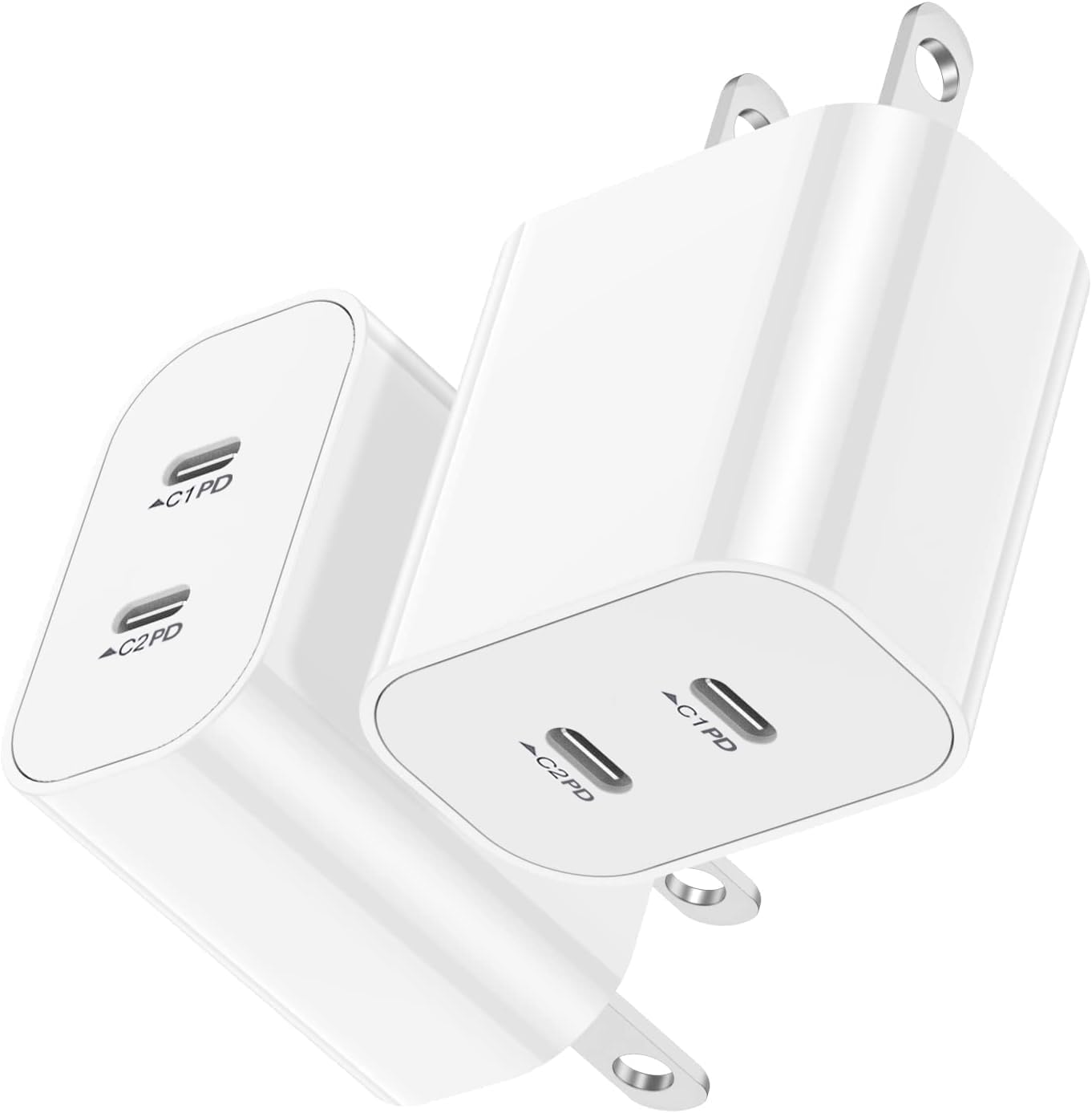 Dual Port Fast USB C Charger 2-Pack for iPhone & iPad