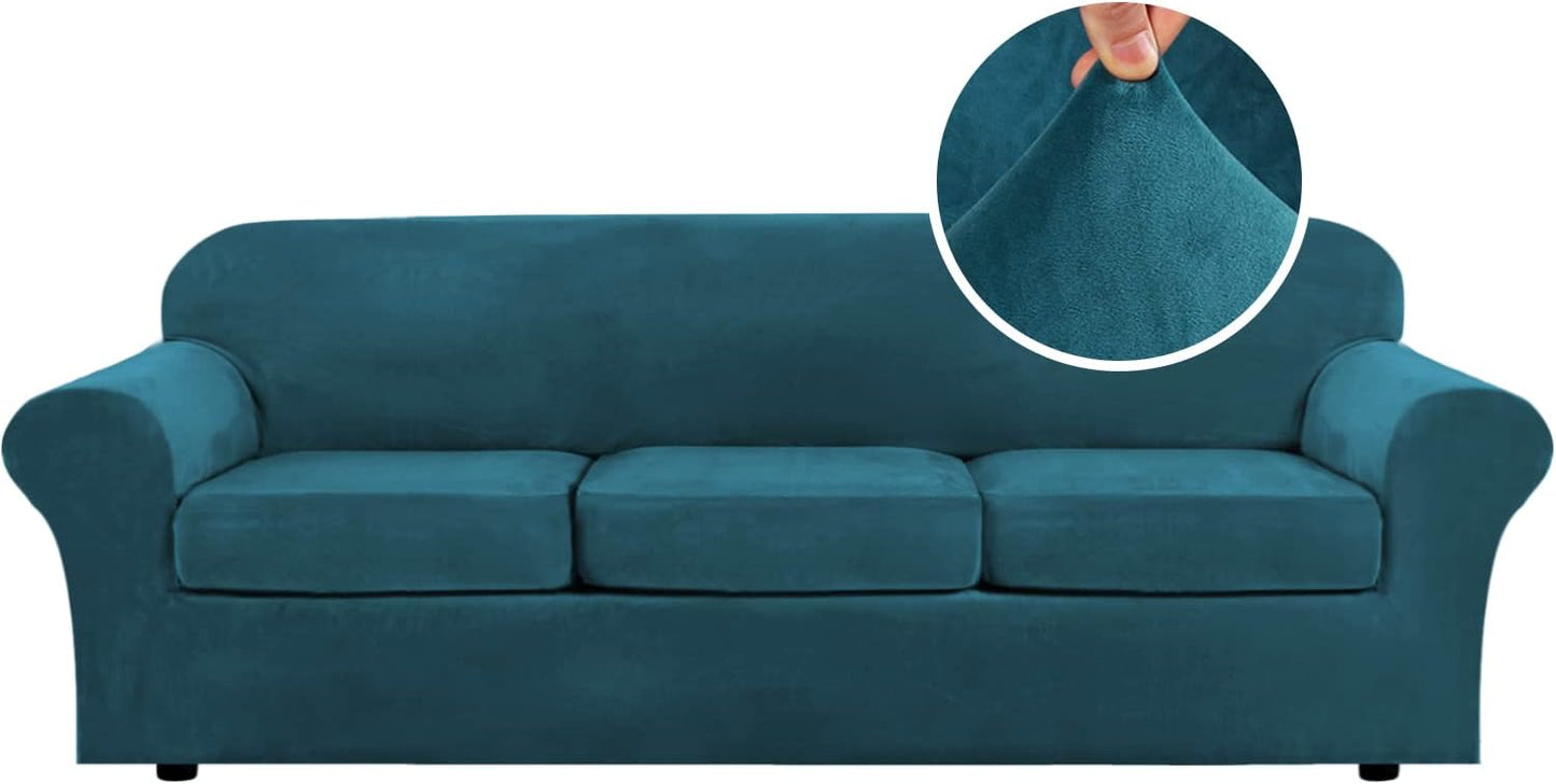 H.VERSAILTEX Velvet 4 Piece High Stretch Sofa Slipcover XL