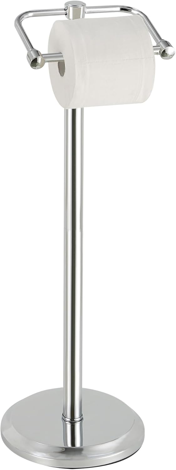 Free Standing Toilet Paper Holder with Weighted Base for Stability