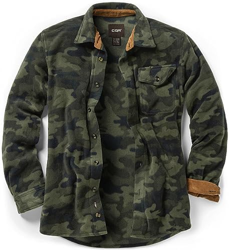 CQR Men's Long Sleeve Heavyweight Fleece Shirts for Comfort