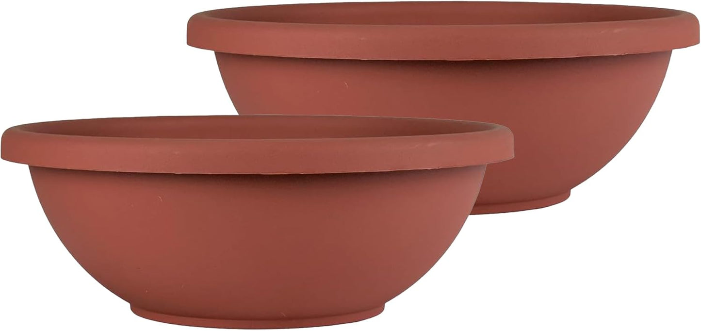 Shallow Planter with Drainage - Contemporary Garden Bowl Pot