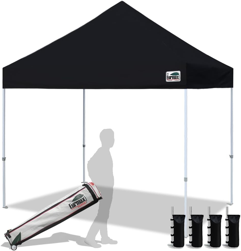 Eurmax 8ftx8ft Pop Up Canopy Tent with Heavy Duty Roller Bag