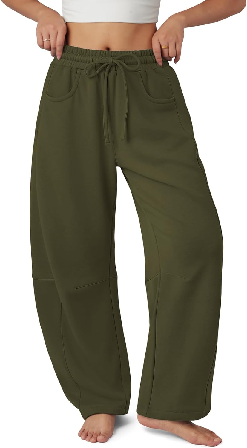 ATHMILE Barrel Sweatpants for Women - Comfy Wide Leg Pants