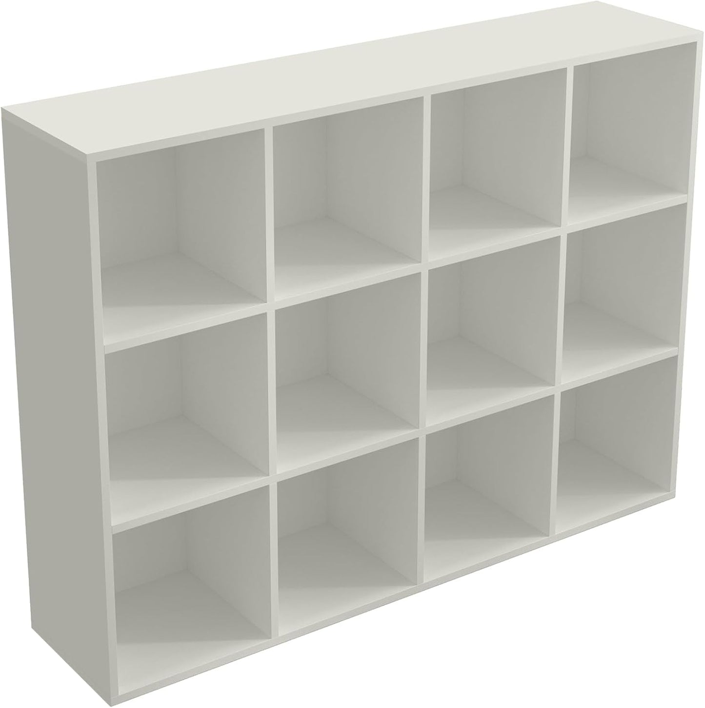 12-Cube Storage Shelf Bookcase - Stylish Wooden 3-Tier Design
