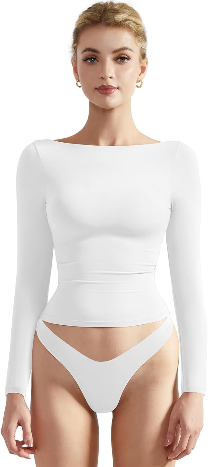 SUUKSESS Women Crew Neck Long Sleeve Crop Top for Stylish Comfort