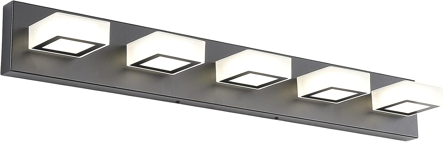 Modern Black Bathroom Lighting Fixtures with 5 Adjustable Lights
