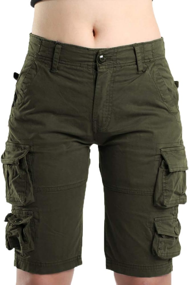 FOURSTEEDS Women's Cotton Loose Fit Cargo Shorts with Pockets