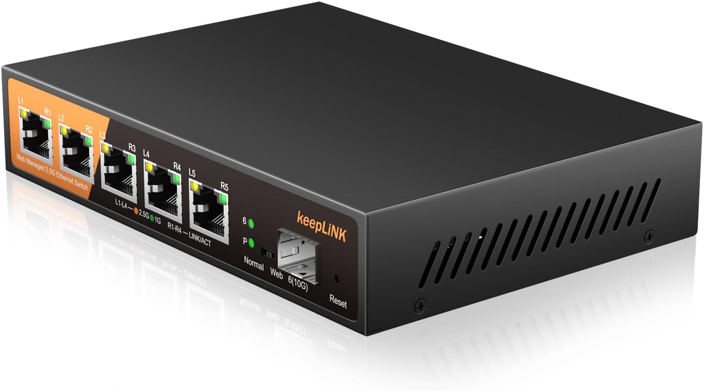 6 Port 2.5G Web Smart Managed Ethernet Switch for High Speed