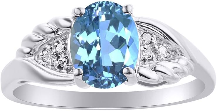 Rylos Women's 14K Gold Gemstone & Diamond Birthstone Rings