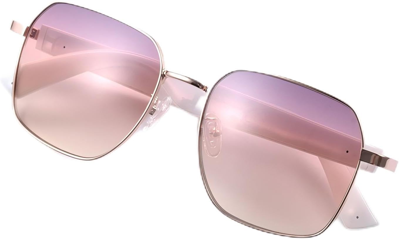 YIMAN Pink Smart Sunglasses - Stylish Bluetooth Shades with Voice Assistant