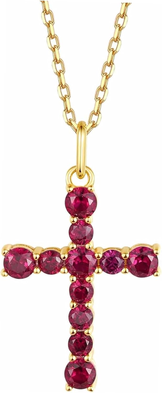 Dainty Gold Plated Cross Necklace for Women by S.Leaf