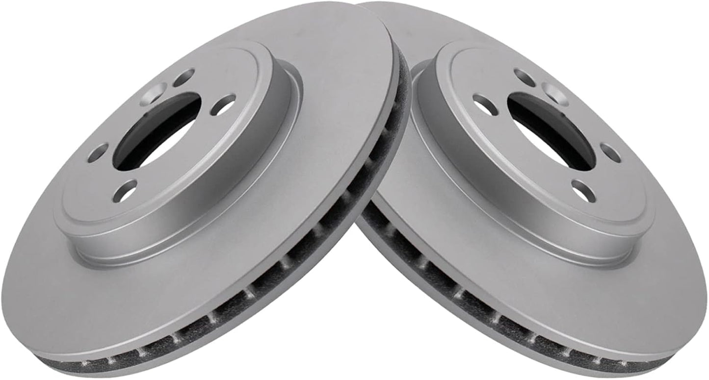 TRQ Front Brake Rotors Set Vented Premium G-Coated for Mini Cooper