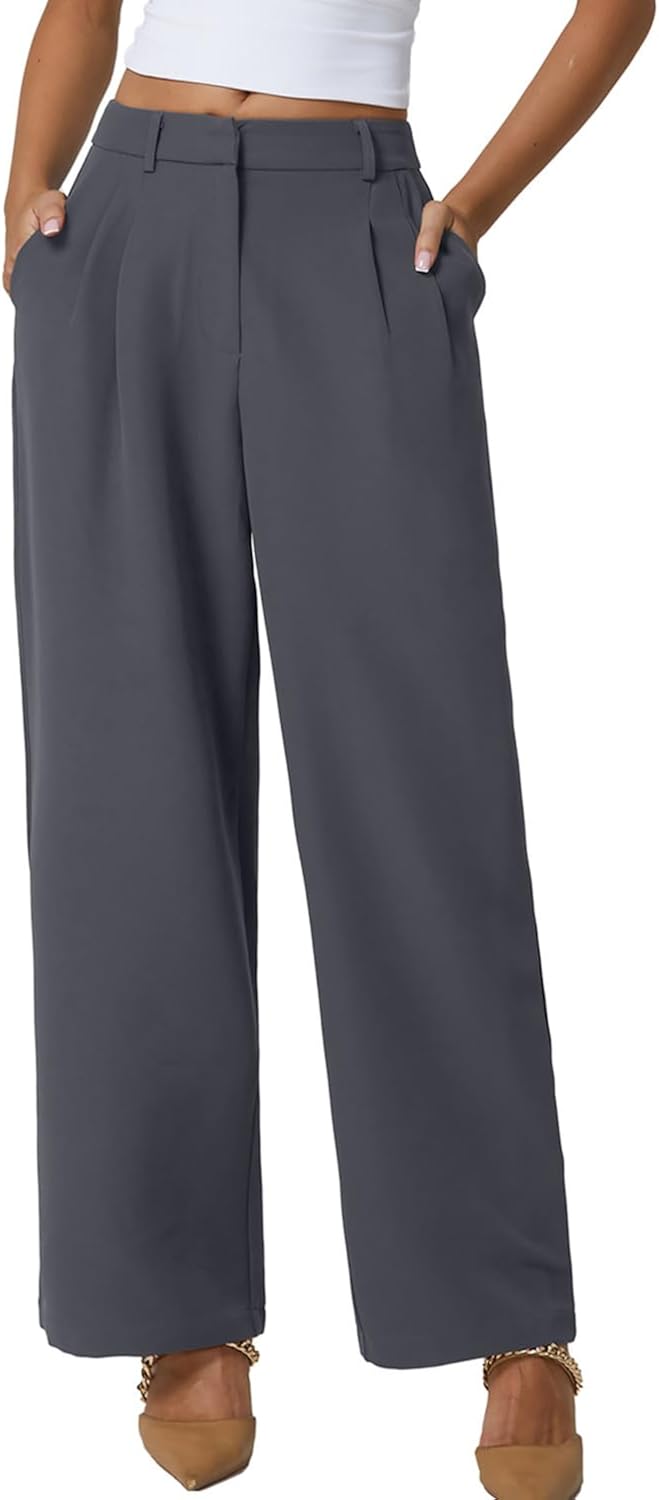 QINSEN Wide Leg Dress Pants for Women High Waisted Style