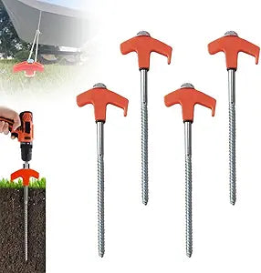 8 in Screw in Tent Stakes for Secure Camping and Outdoor Use