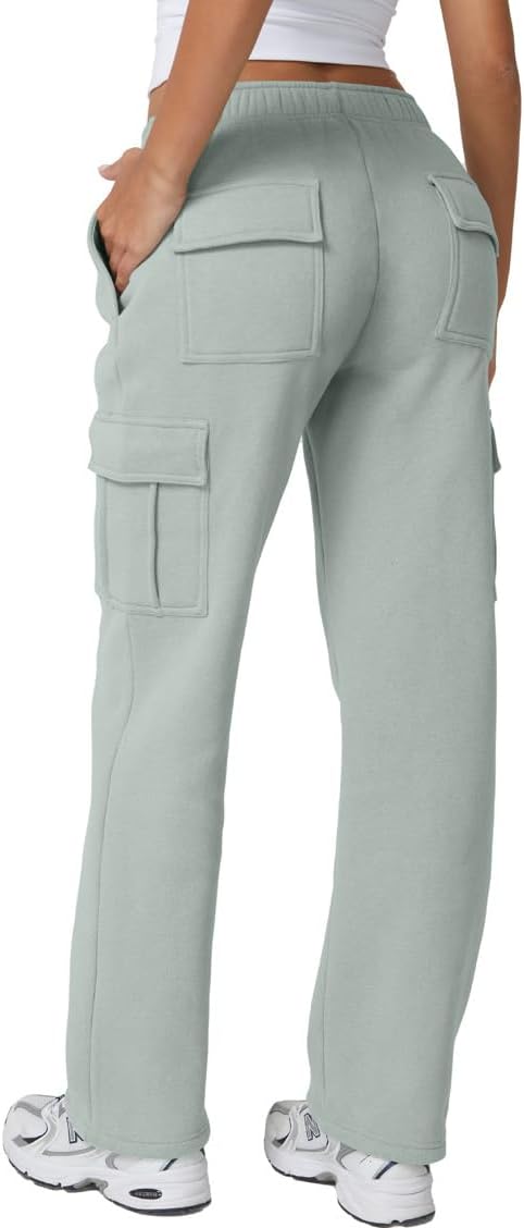 QINSEN Womens Medium Waist Baggy Elastic Waist Sweatpants