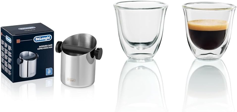 De'Longhi Knock Box for Easy Coffee Grounds Disposal & Glasses