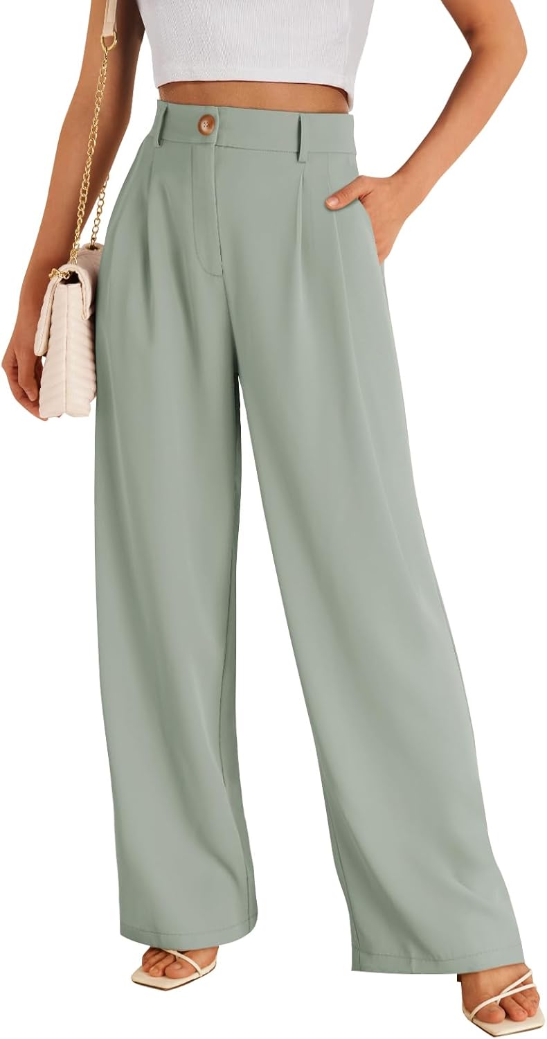LILLUSORY Wide Leg Dress Pants for Women - High Waisted Trousers