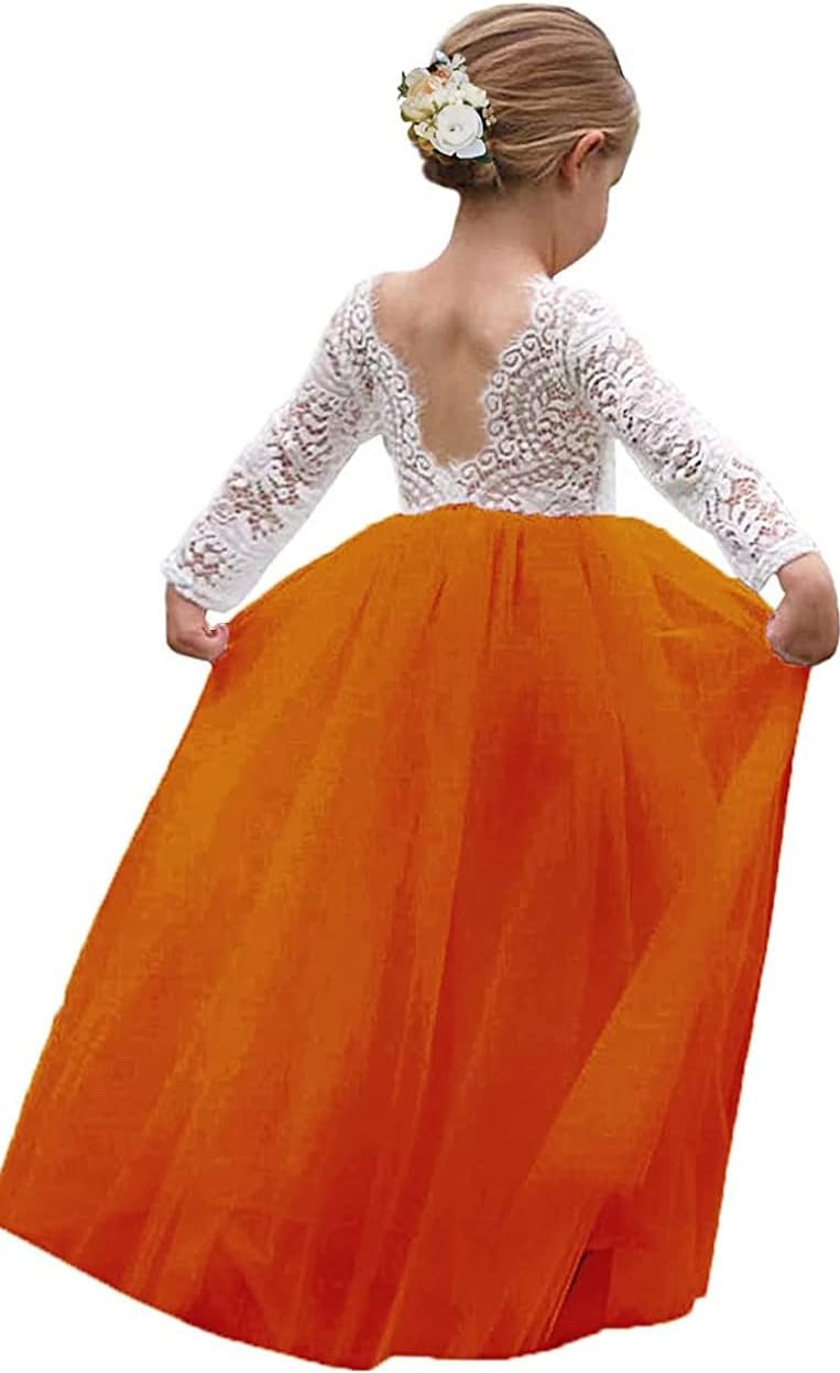 Topmaker Flower Girl Dress for Toddler Baby Girls - Lace Tulle