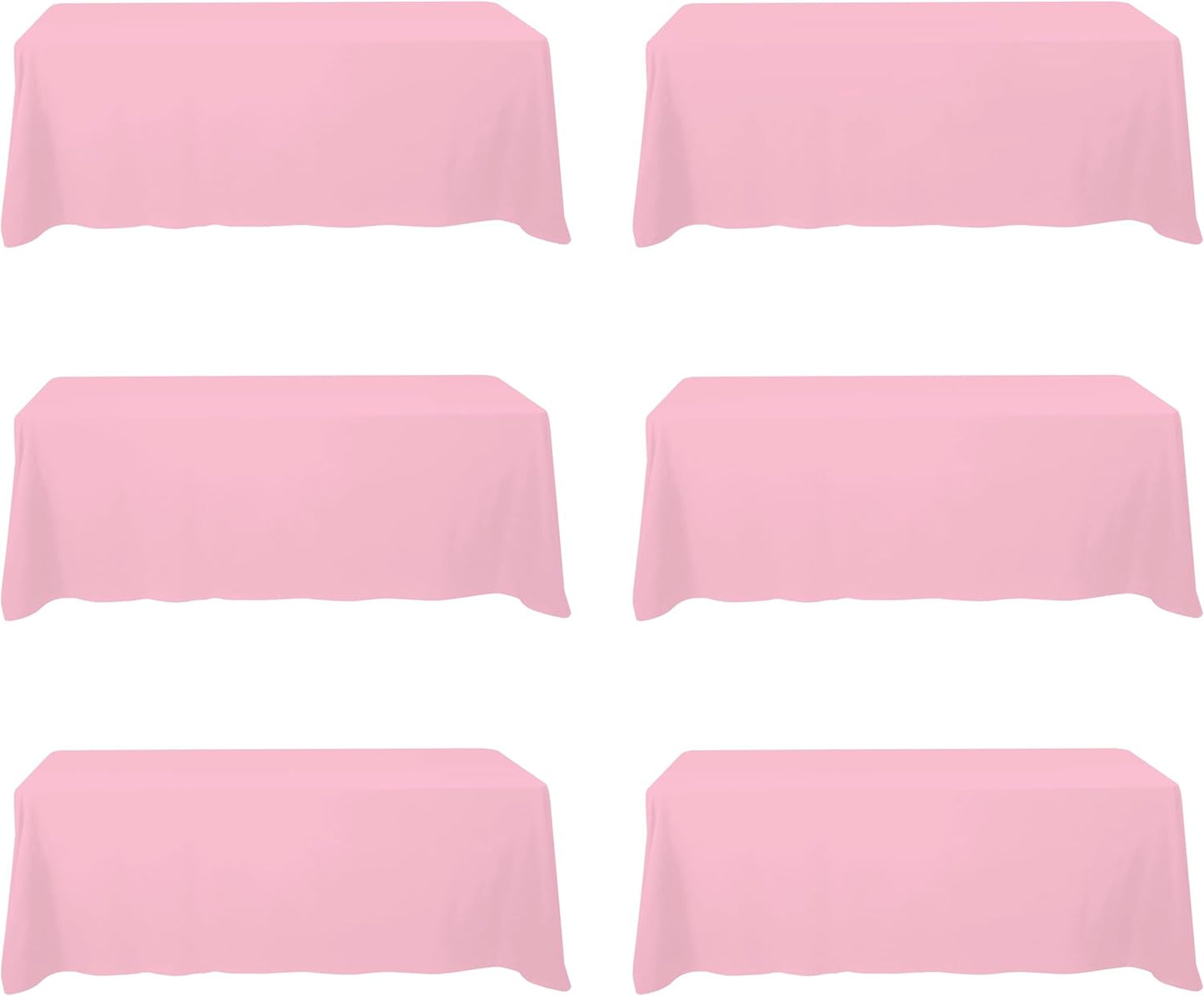 BRILLMAX 6 Pack Pink Tablecloths for 8 Foot Tables