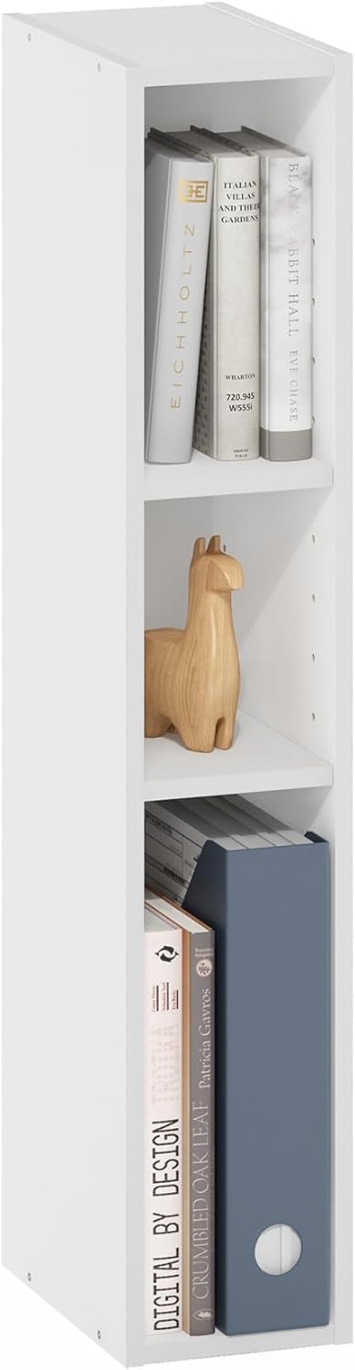 Furinno Fulda 3-Tier Narrow Bookshelf for Space-Saving Storage