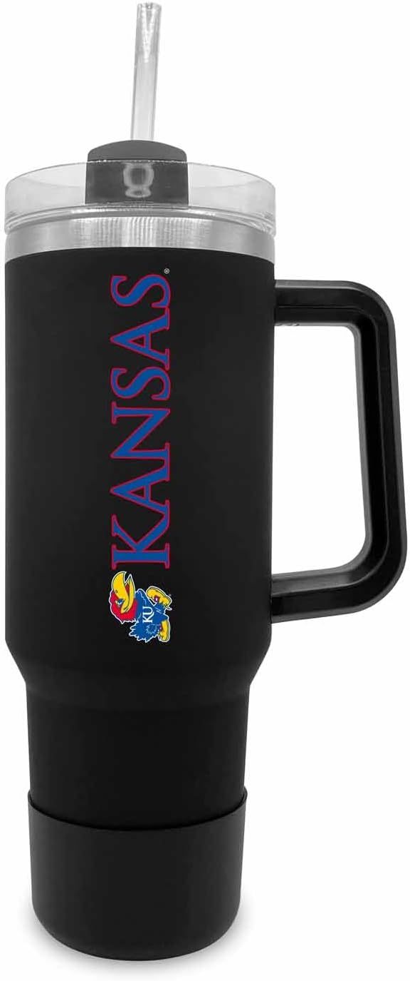 Kansas Jayhawks 40 oz Travel Tumbler with Handle and Straw