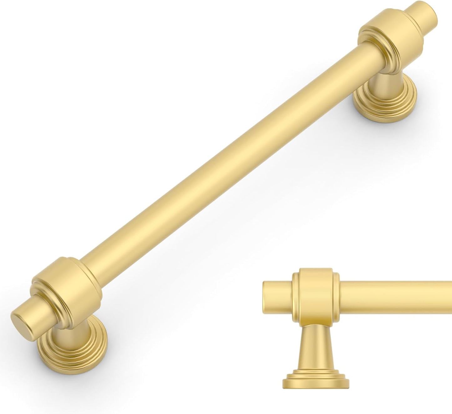 Brushed Gold Cabinet Pulls for Kitchen and Bathroom - 10 Pack