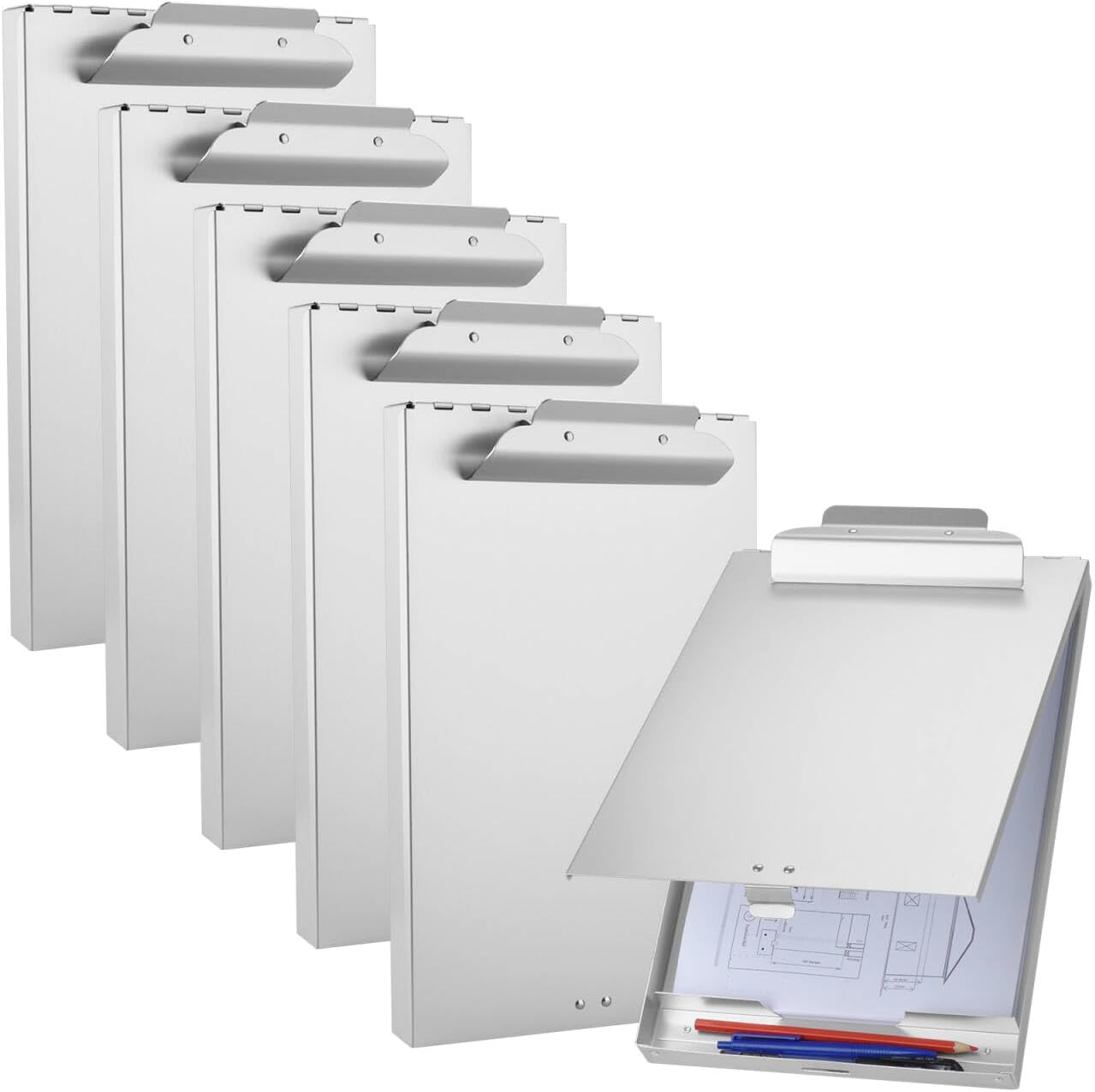 ZCZN Aluminum Clipboard with Storage for School and Office Use