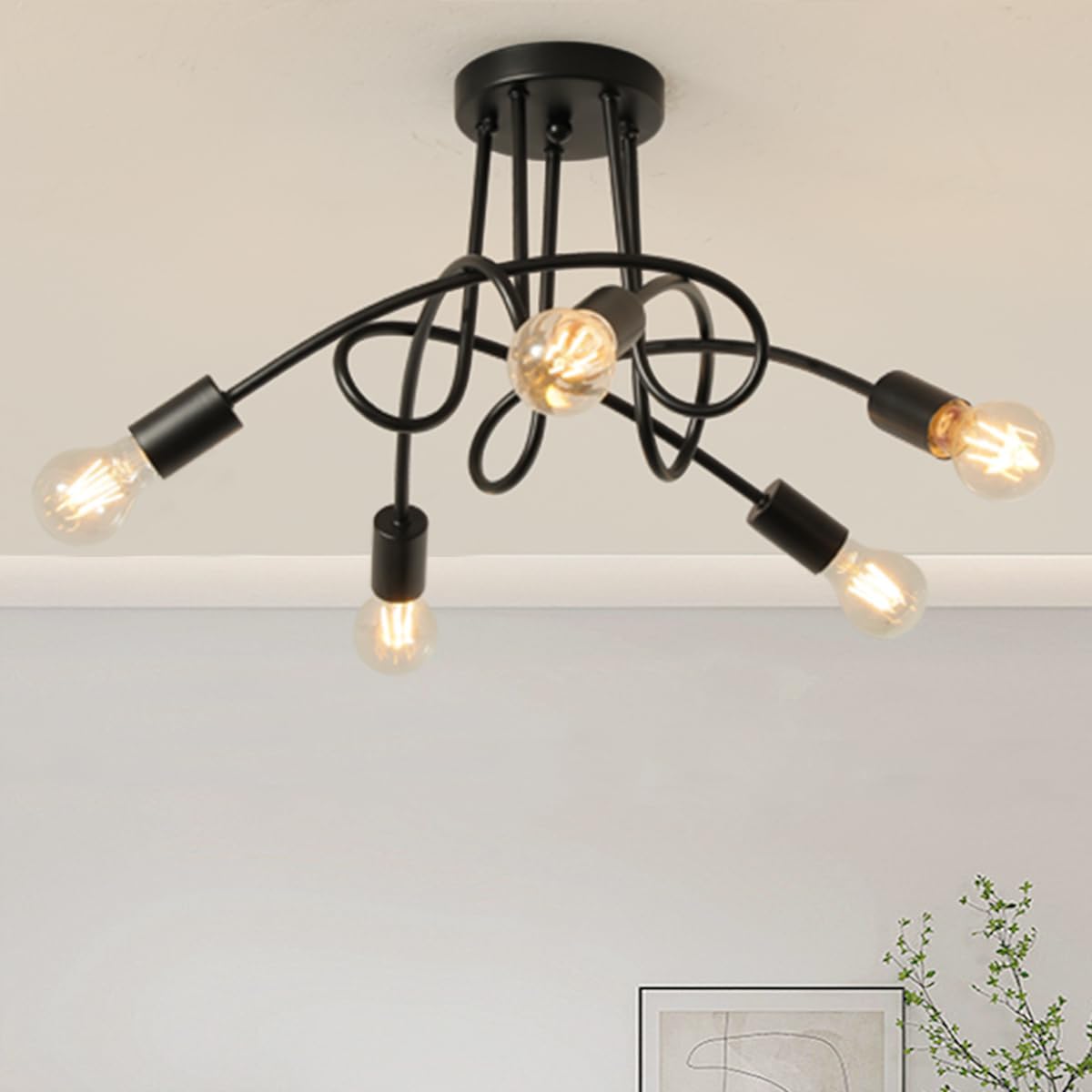 Modern Farmhouse Chandelier with Unique Spiral Design for Home