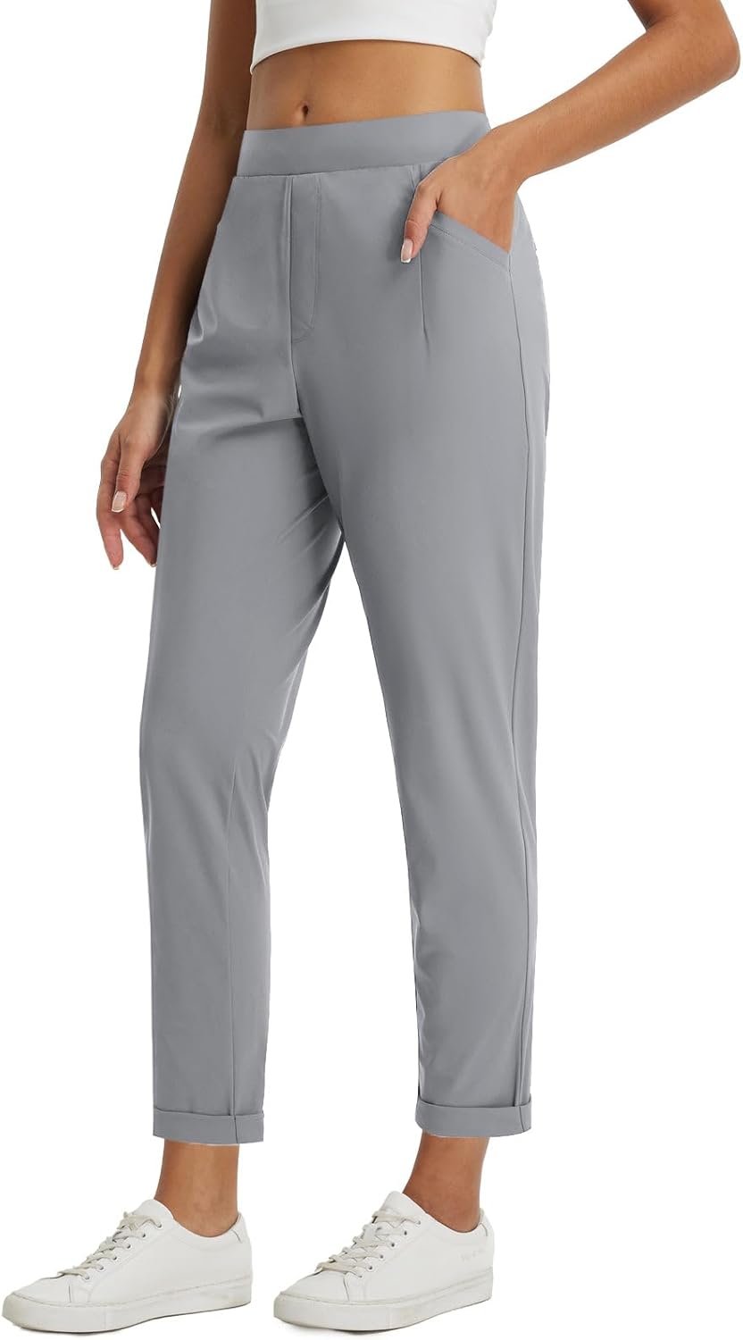 Baleaf Womens Travel Pants with Zipper Pockets for Comfort