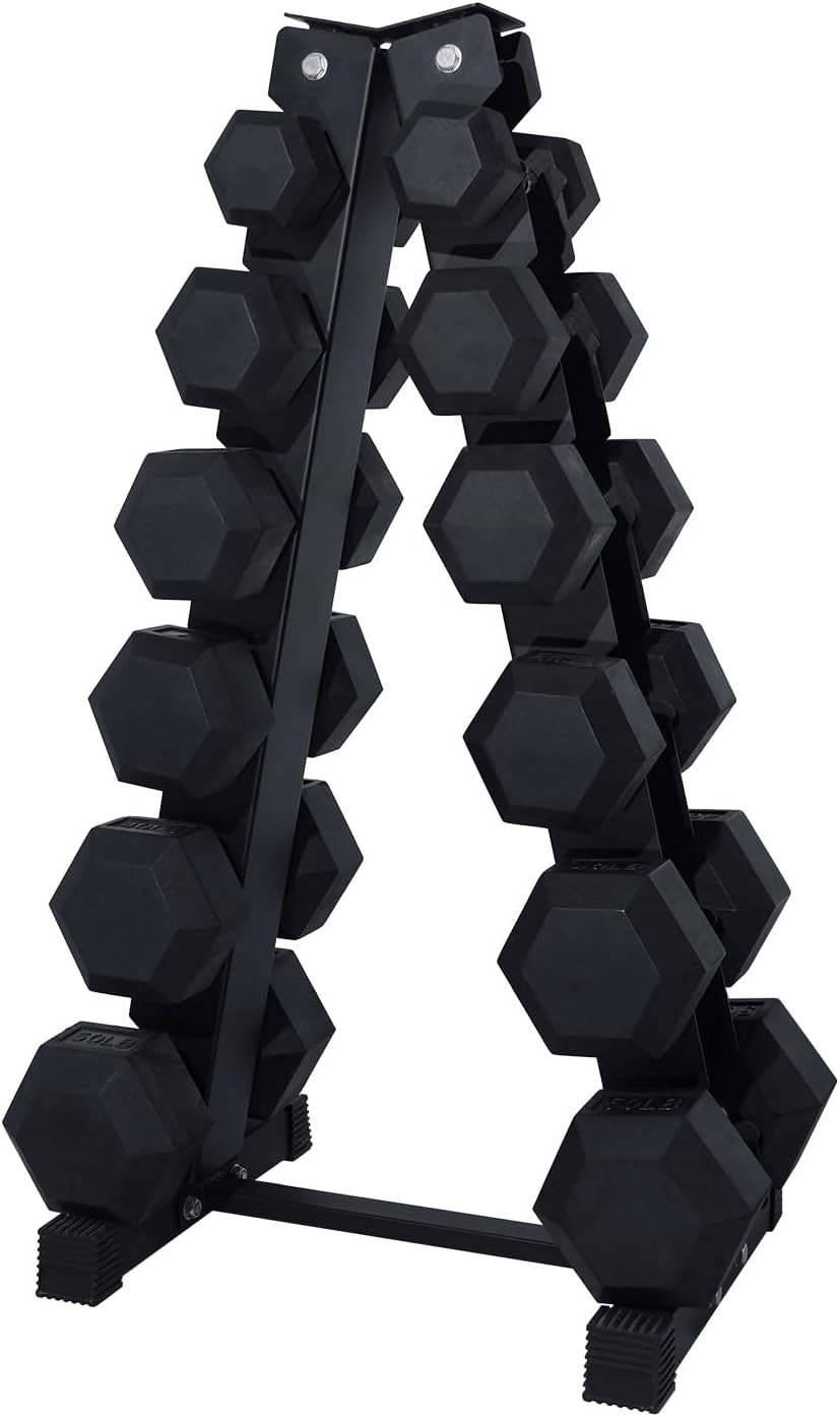 RitFit 5-300LBS Rubber Encased Hex Dumbbell Sets for Home Gym