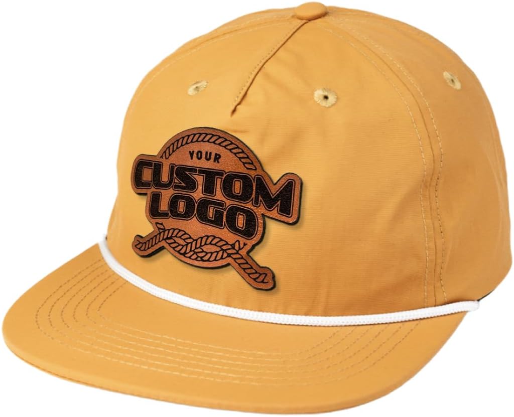 Custom Leather Patch 5 Panel Rope Hat for Stylish Comfort