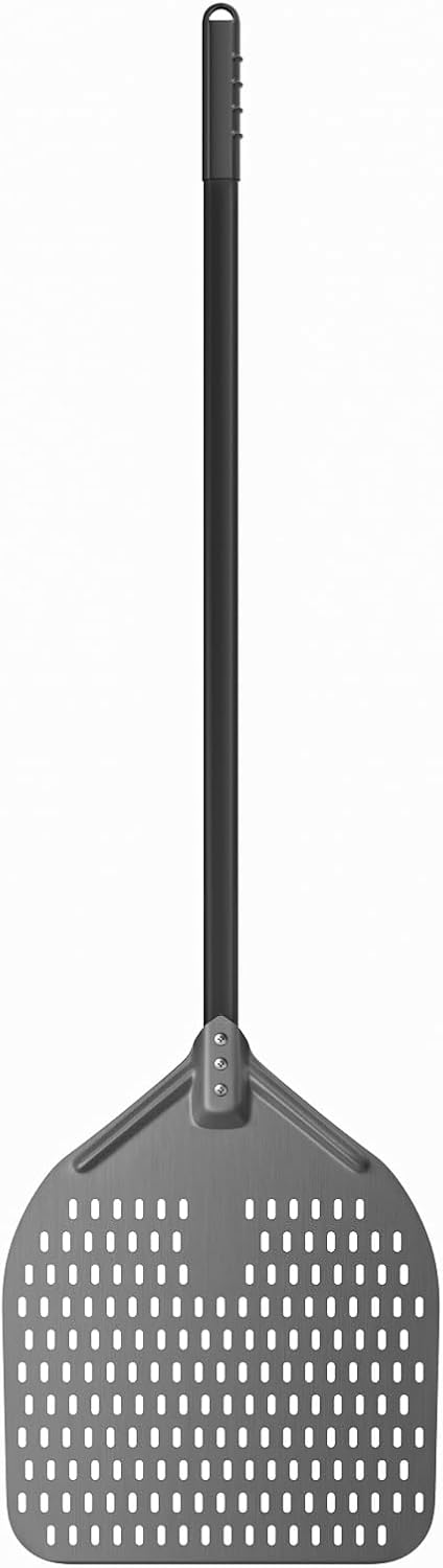 Premium 14 x 17 Perforated Pizza Peel with Long Handle for Baking