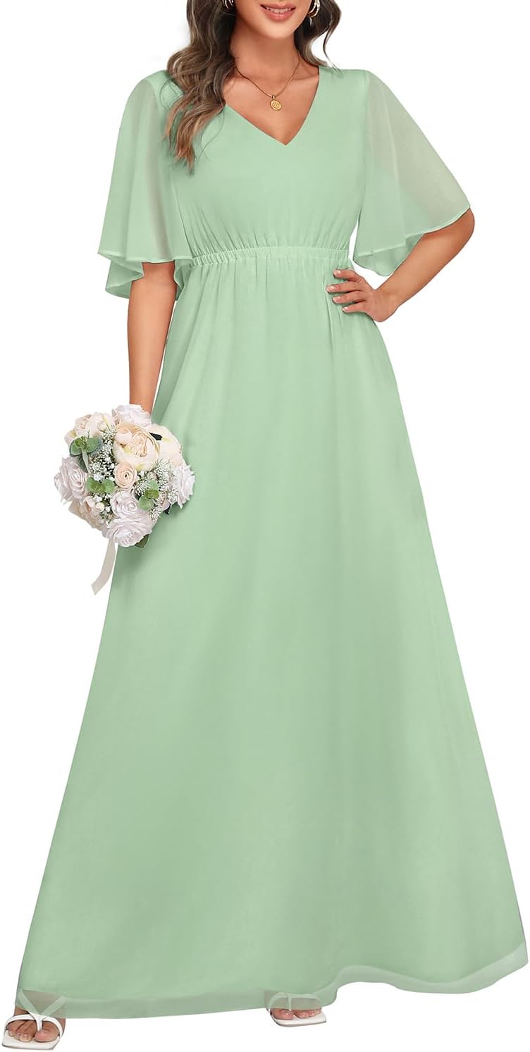 Elegant Plus Size Chiffon Long Maxi Dress for Weddings and Events