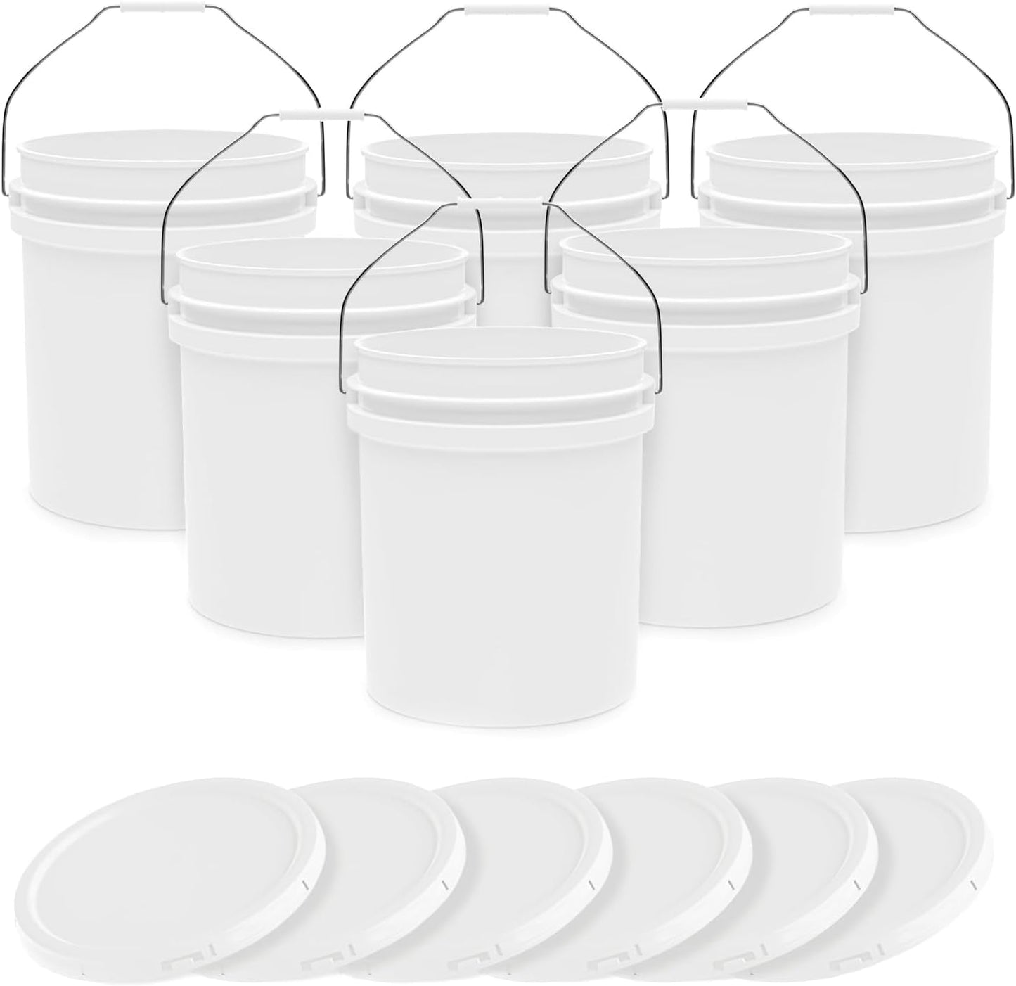 5-Gallon White Bucket Pail Container with Lid for Multi-Use