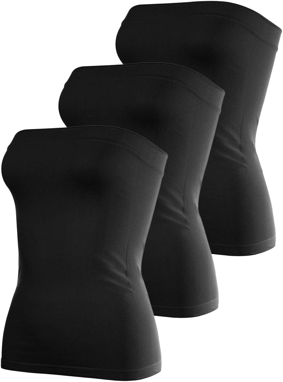Cotton Tube Tops for Women Summer Cute Strapless Shirts 3 Pack