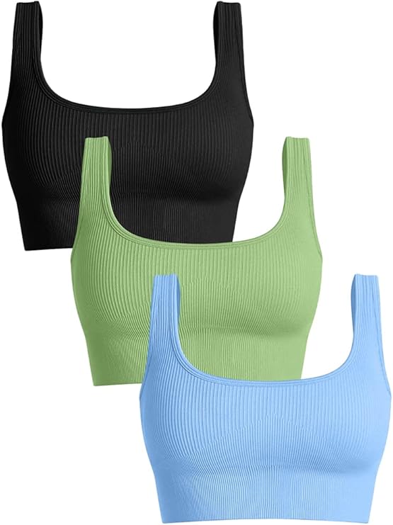 OQQ Women's 3 Piece Medium Support Tank Top for Active Lifestyle