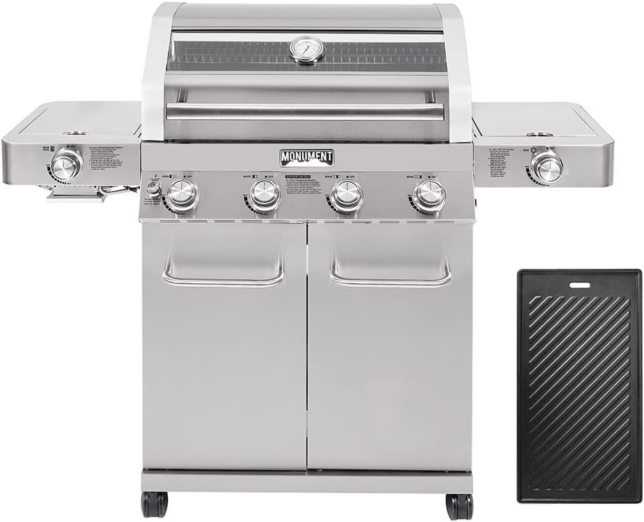 Monument Grills 4-Burner Propane Gas Grill with Infrared Side Burners