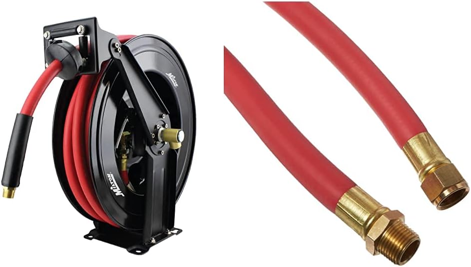 Milton Steel Dual Arm Air Hose Reel with 50 ft. EPDM Hose