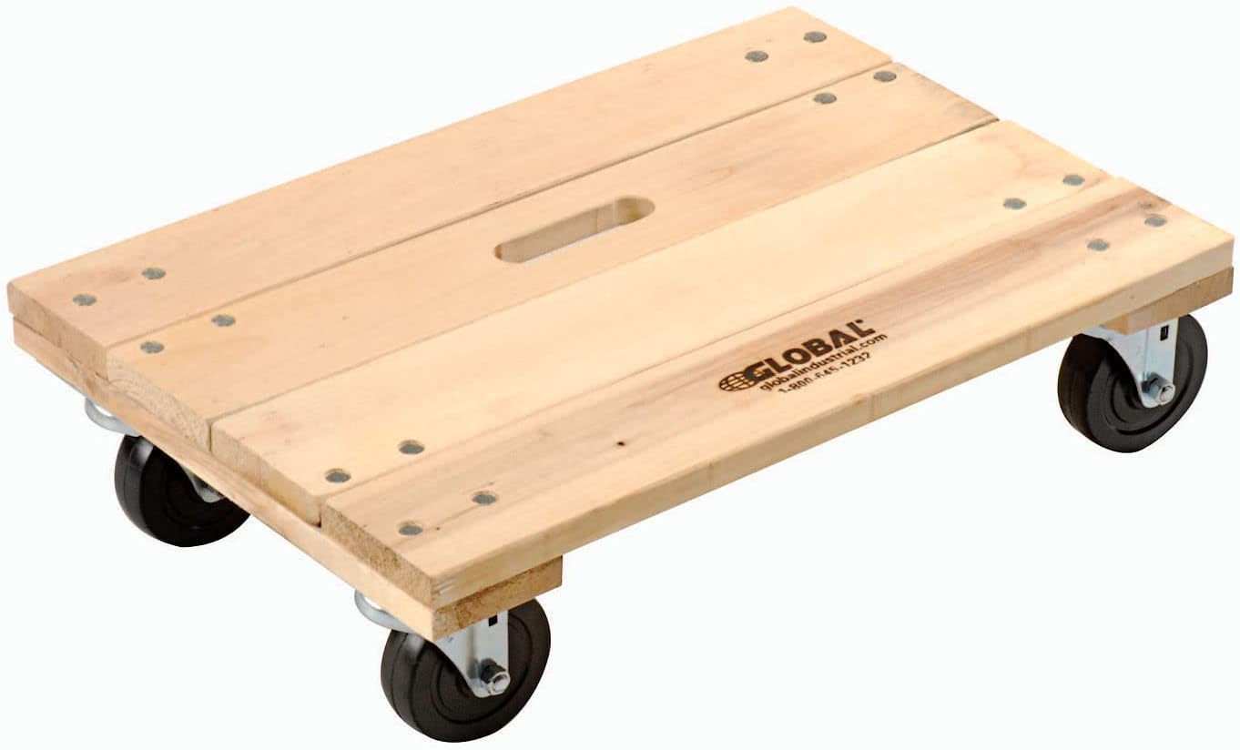 Global Industrial Hardwood Dolly for Heavy Loads with Casters