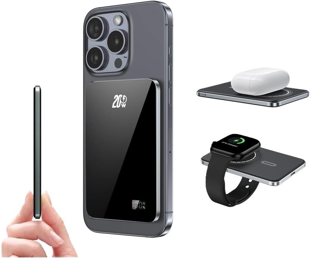 COMPAZZ Ultra Slim Wireless Power Bank - Fast Charging for Magsafe