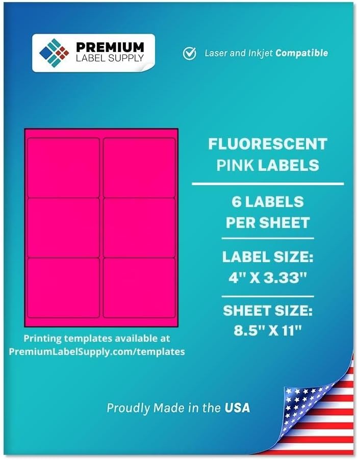 Premium Label Supply Bright Neon Fluorescent Stickers - 600 Labels