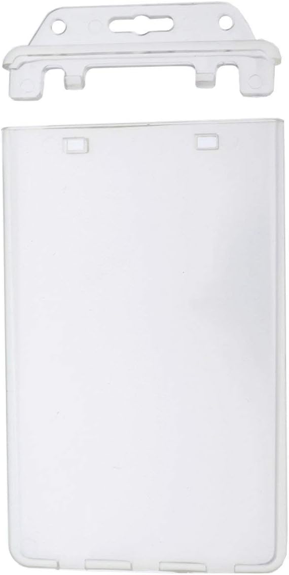 Bulk 50 Pack Permanent Locking Hard Plastic Badge Holder Case