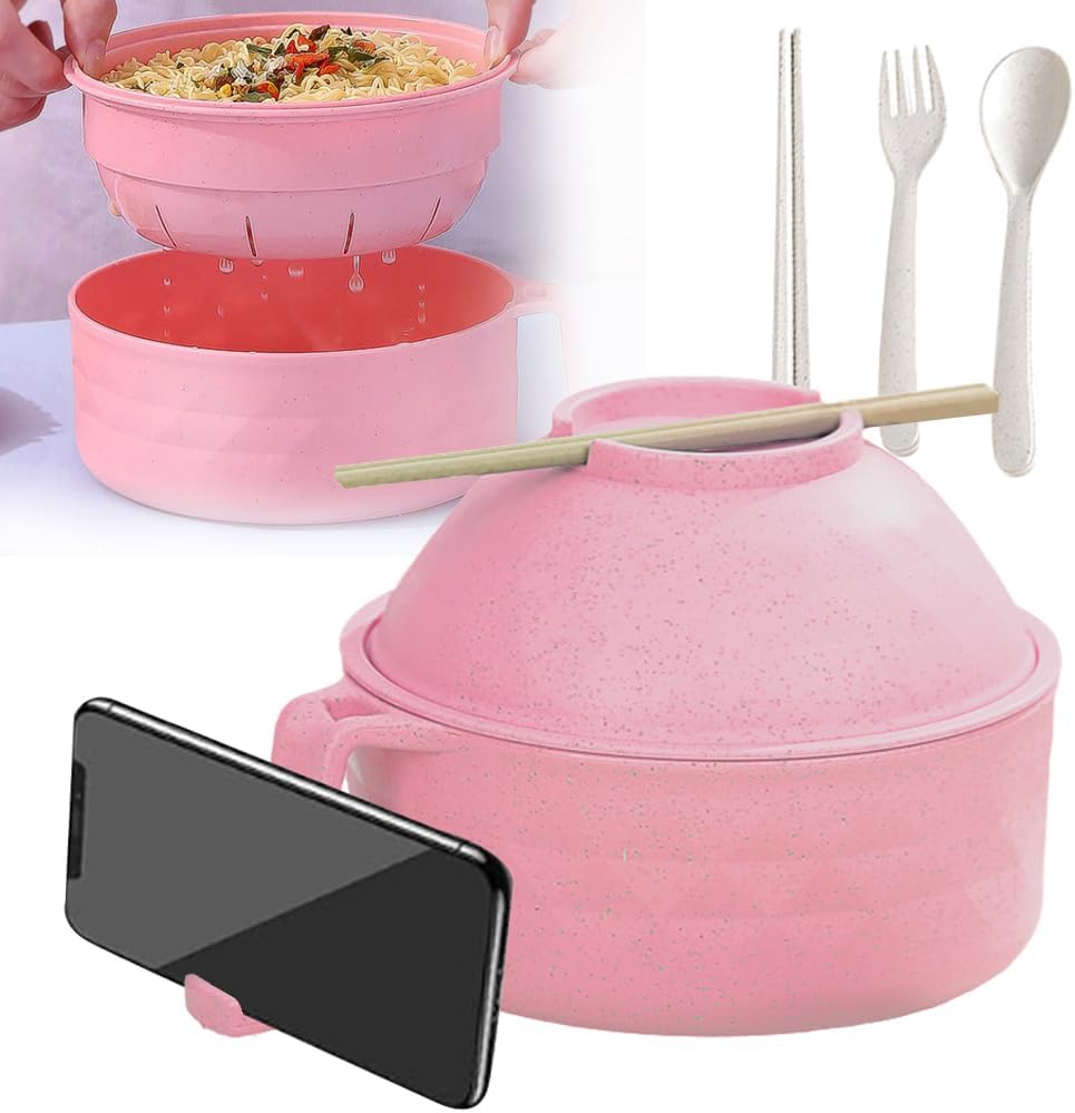 Pink Ramen Bowl Set - Cook Anywhere with Ease!