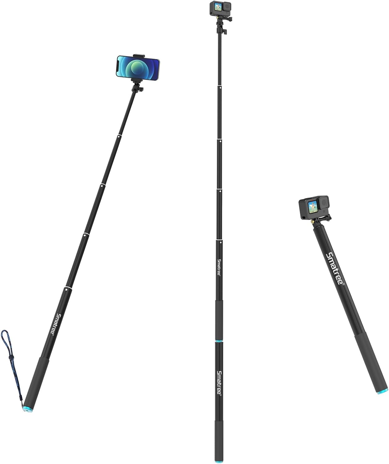 Smatree 86.6 Inch Selfie Telescopic Stick for Action Cameras